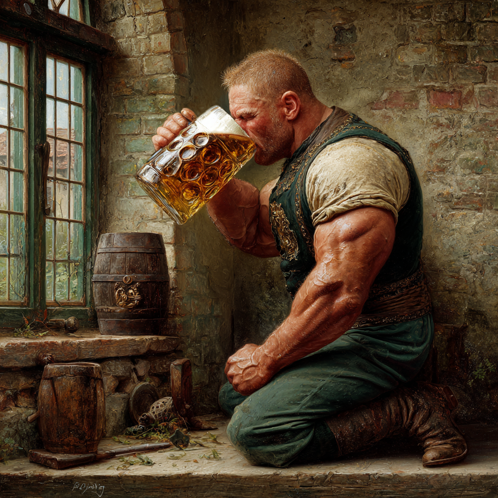 Kellerbiere sollen «gesünder» als andere Biere sein, da sie ungefiltert sind und noch viele Proteine, Hefen und Vitamine enthalten. Erstellt mit Midjourney