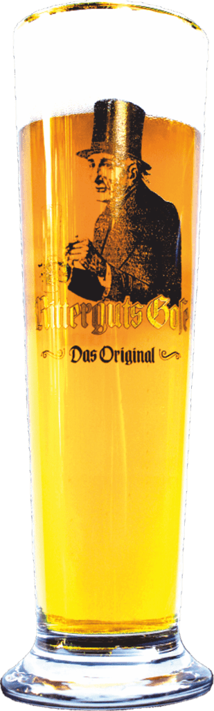 Traditionell zischt man die Gose aus einem Stangenglas. Quelle: Tilo Jänichen, Ritterguts Gose GmbH, CC0, Wikipedia.com