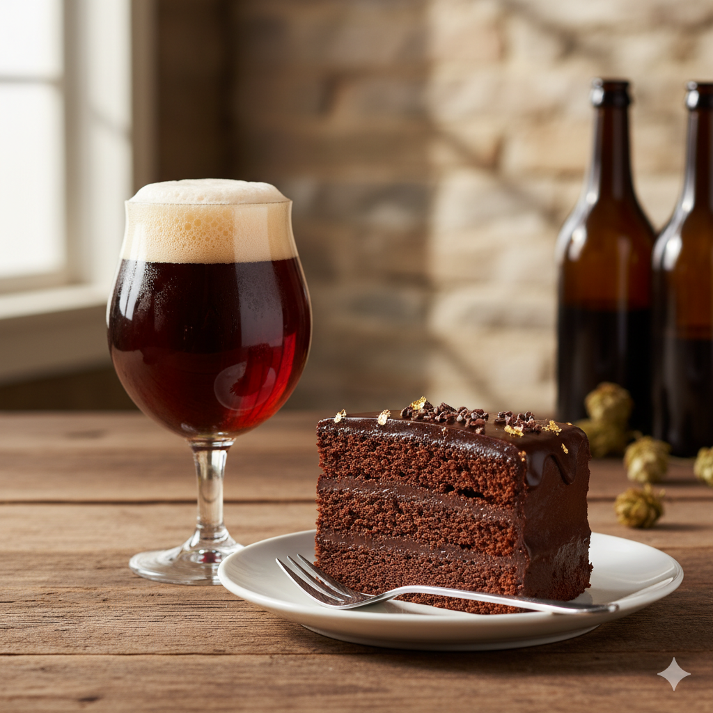 Das Quadrupel geht auch mit Schokoladenkuchen