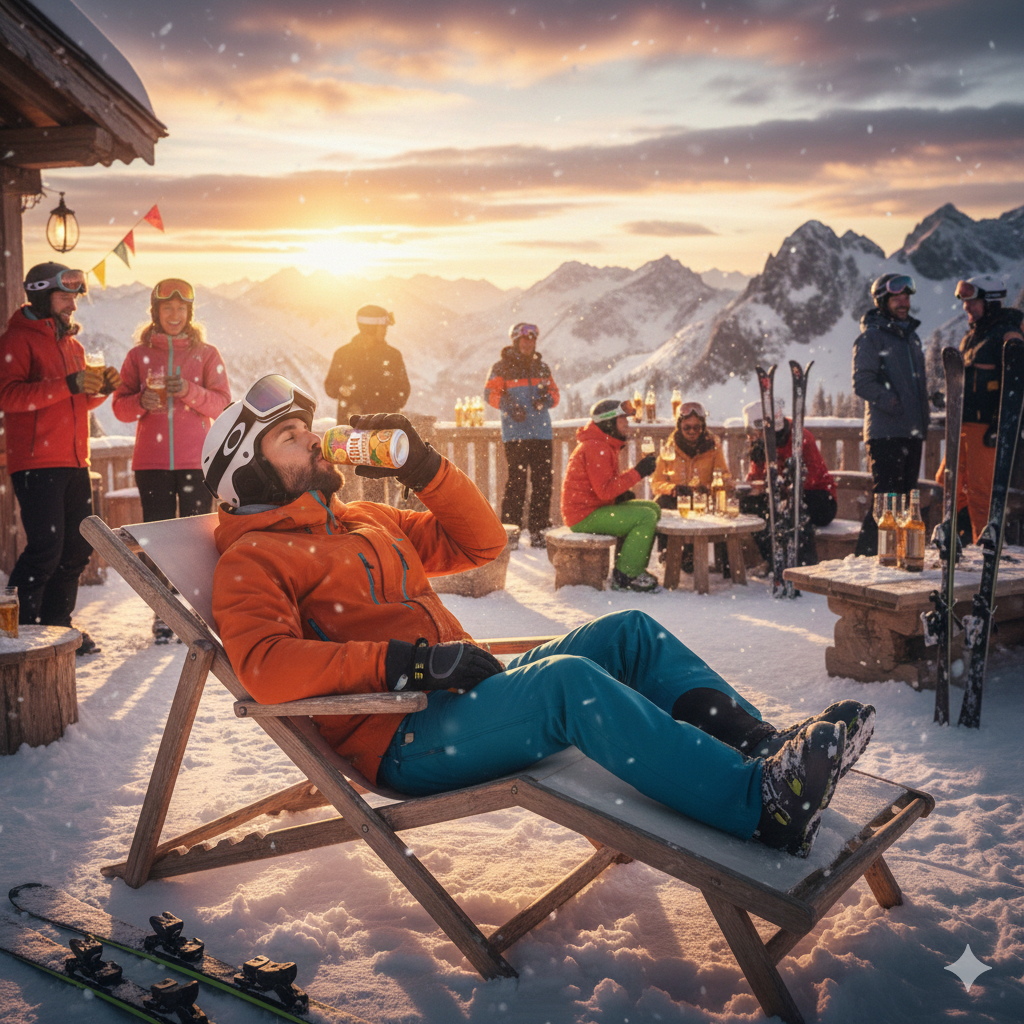 Es muss auch auf der Piste nicht immer Jägertee sein. Ein Kettle Sour erfrischt nach einem sportlichen Tag. Erstellt mit Google Gemini