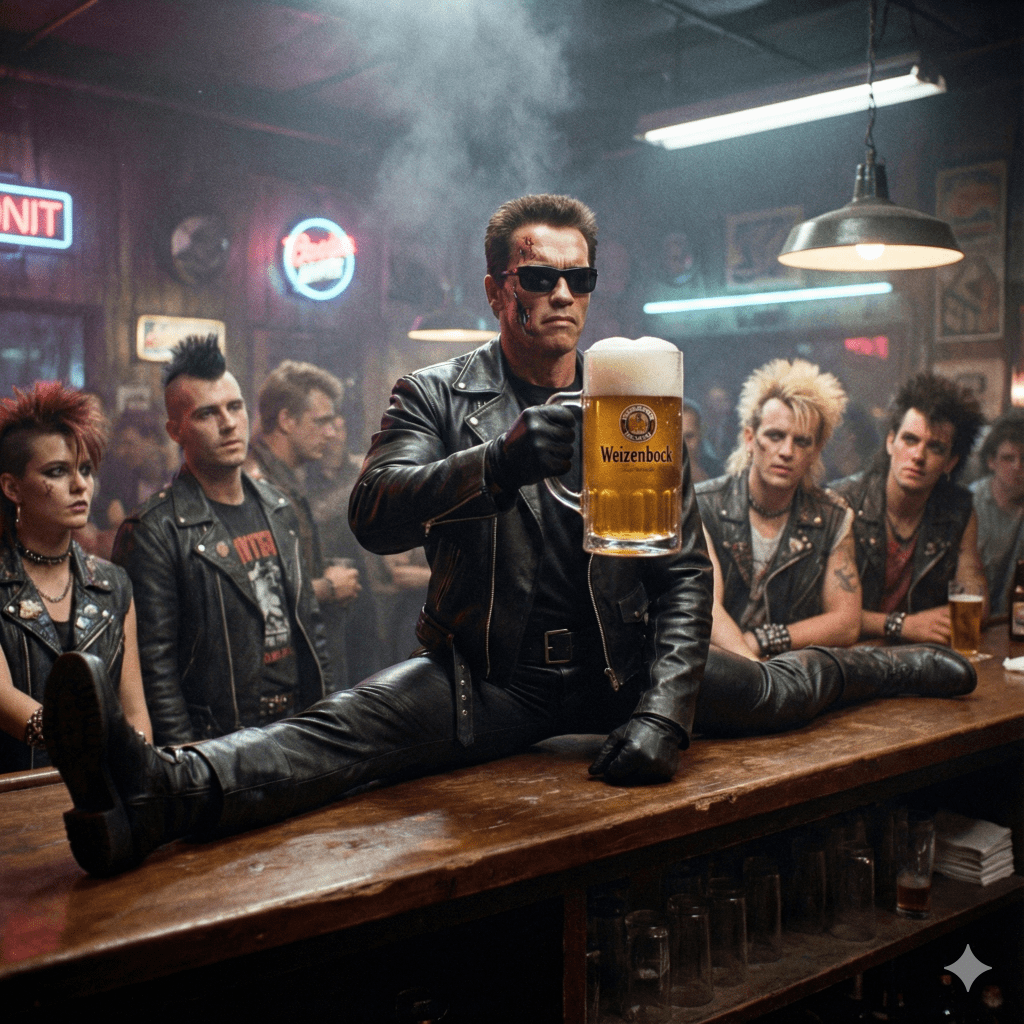 Hat Power wie der Terminator, das Weizenbock. Erstellt mit Google Gemini