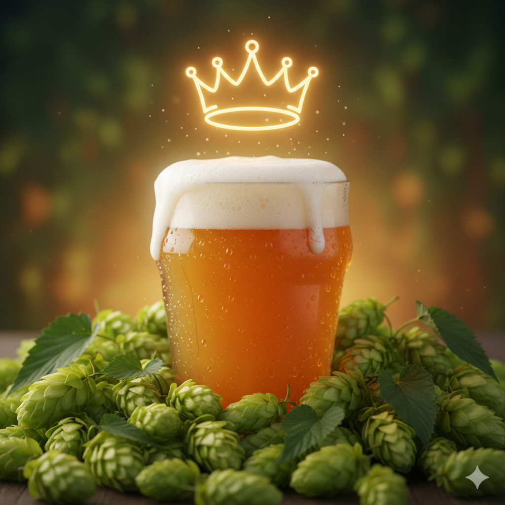 Hopfen, Hopfen und nochmals Hopfen. Beim TIPA ist der Hopfen der König. Erstellt mit Google Gemini