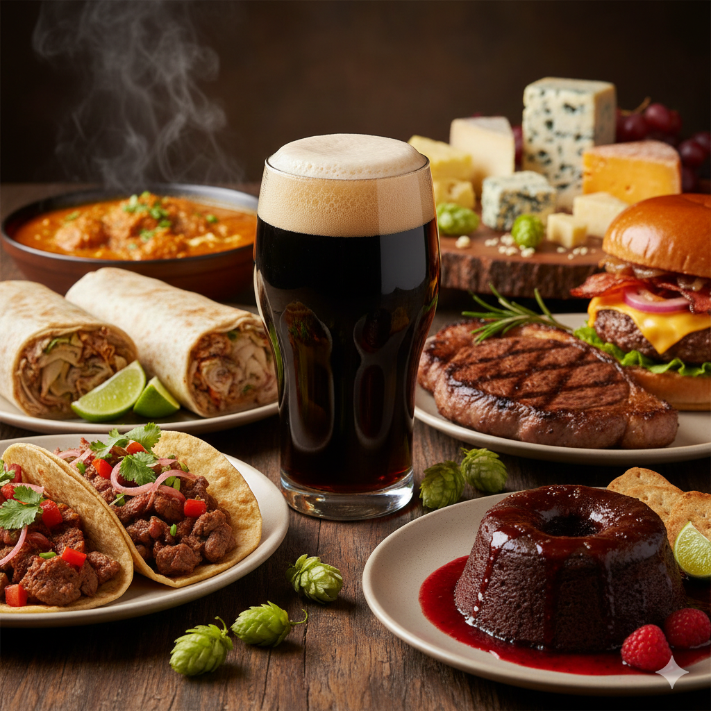Das Black IPA ist auch beim Essen ein Chamäleon. Erstellt mit Google Gemini